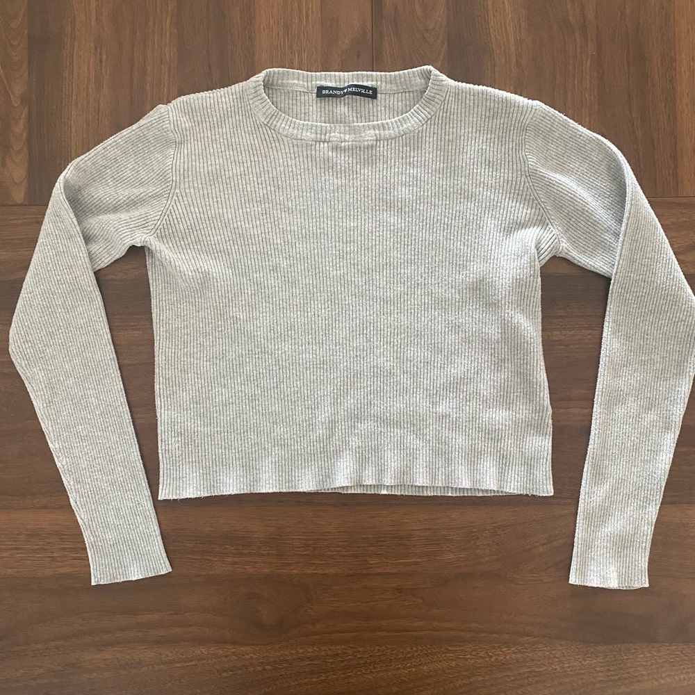 Brandy Melville Grey Cropped Sweater